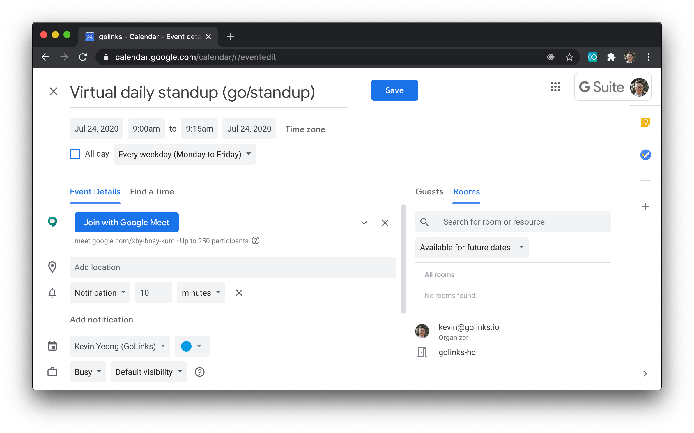 explore go links to use with google meet