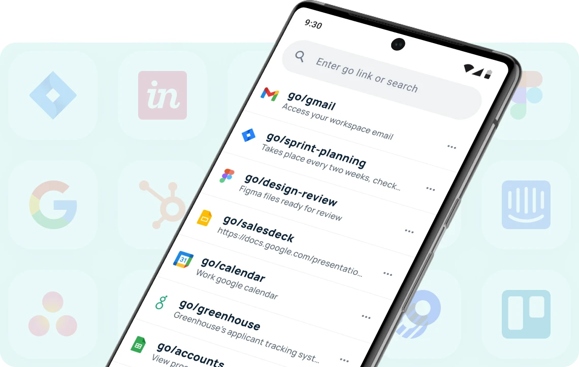 Access, discover, and share work resources on the go with the GoLinks Android app. Stay connected to all your company apps and information remotely.