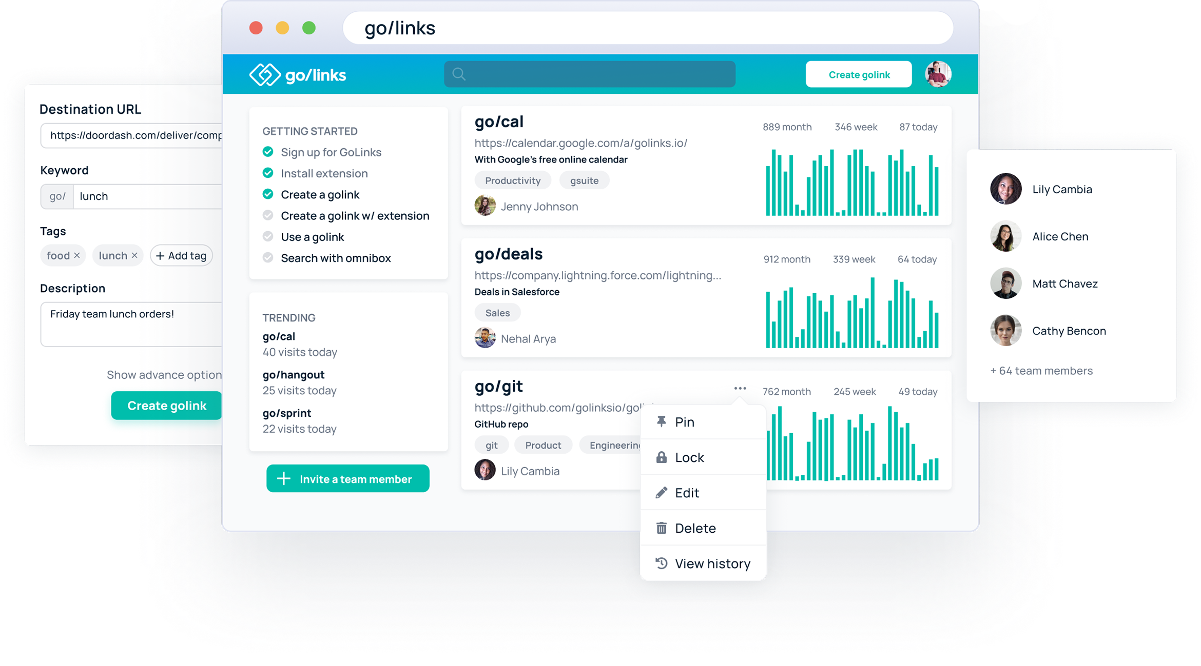 GoLinks dashboard view