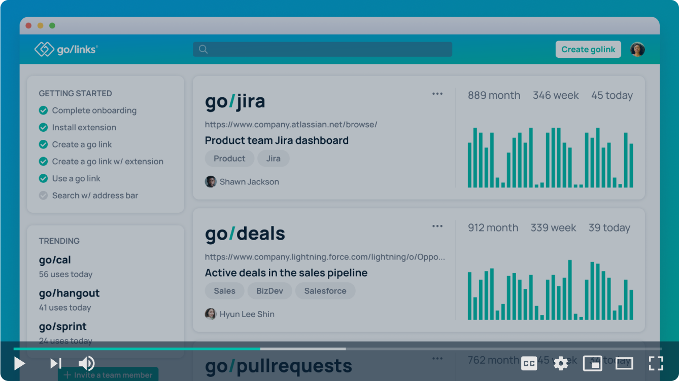 GoLinks® dashboard image