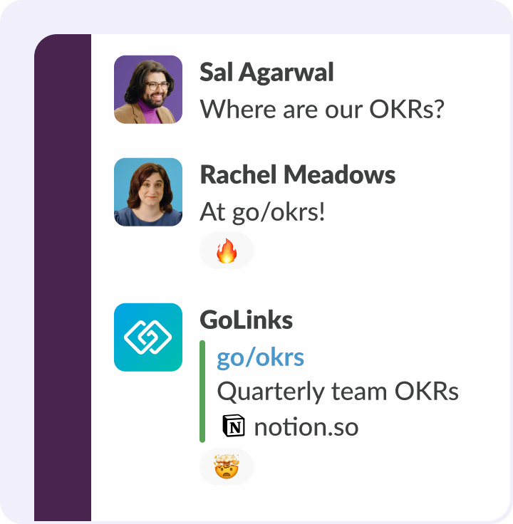 The GoLinks Slack integration for knowledge management.